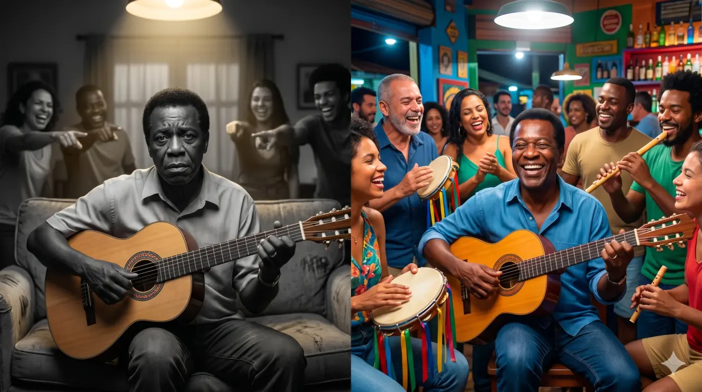 Antes e depois de aprender violão